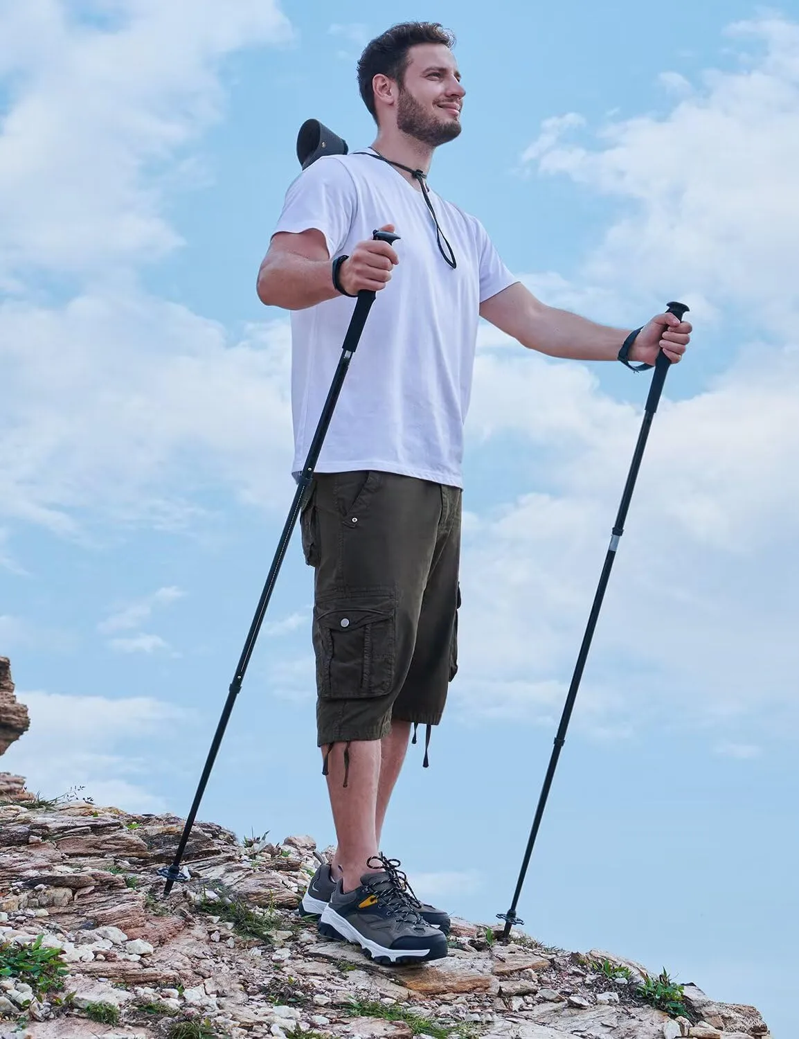 BEST SOUTH Men's Long Cargo Shorts Casual Below Knee 13 Inches Capri Shorts Relaxed Fit with Pockets