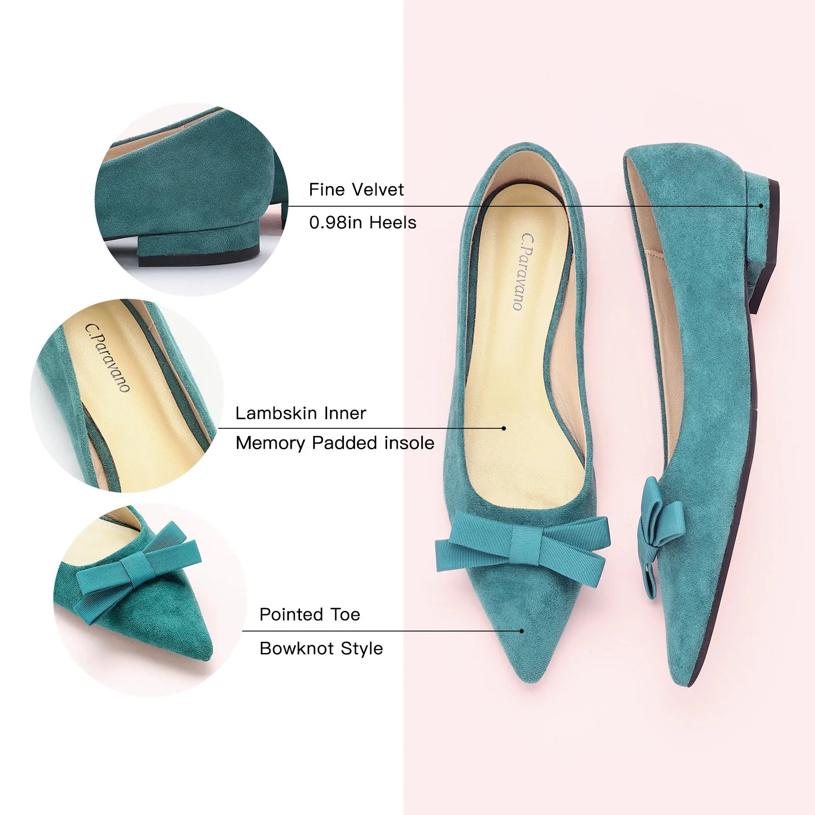 Bowknot Suede Flats (Aida) Blue