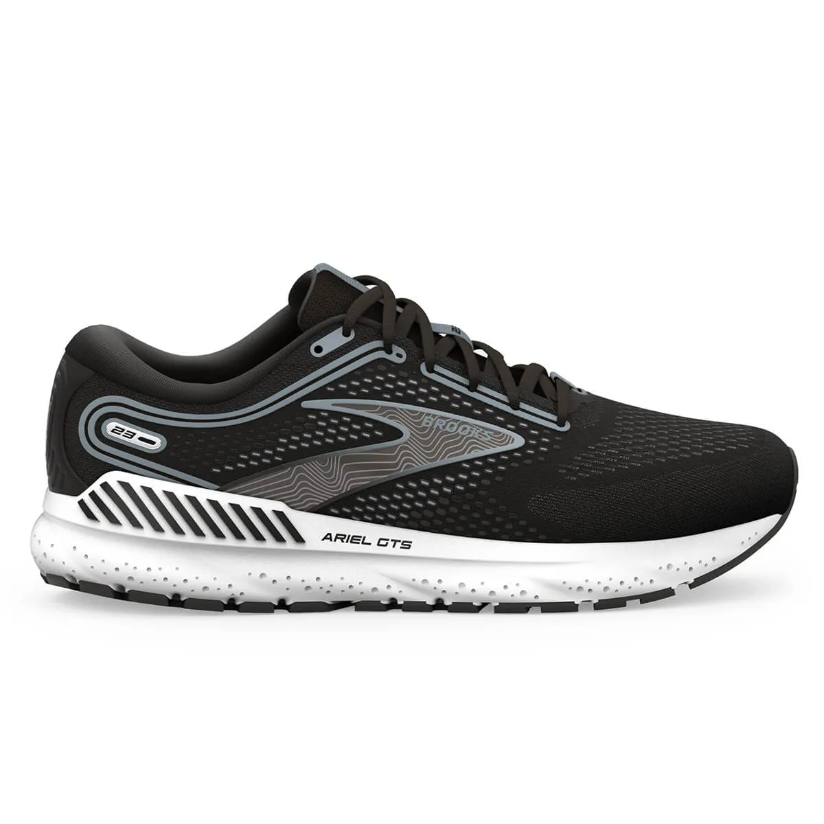 Womens Brooks Ariel GTS 23 Running Shoes in Black, Grey, and White