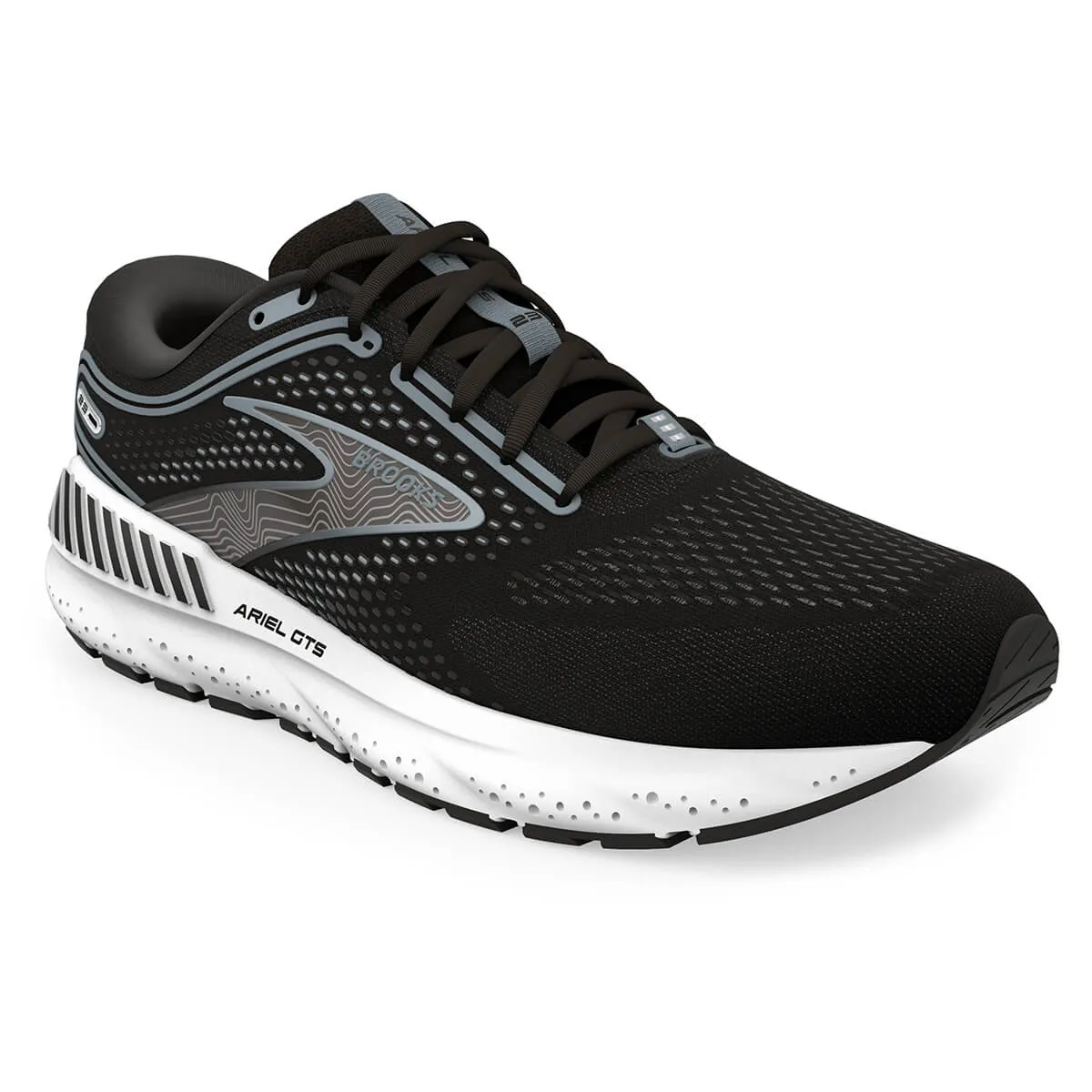 Womens Brooks Ariel GTS 23 Running Shoes in Black, Grey, and White