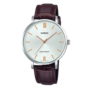 Casio Ladies' Analog Dark Brown Leather Band Watch LTPVT01L-7B2 LTP-VT01L-7B2