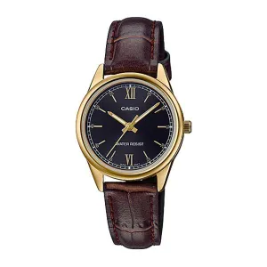 Casio Ladies' Standard Analog Brown Leather Band Watch LTPV005GL-1B2 LTP-V005GL-1B2