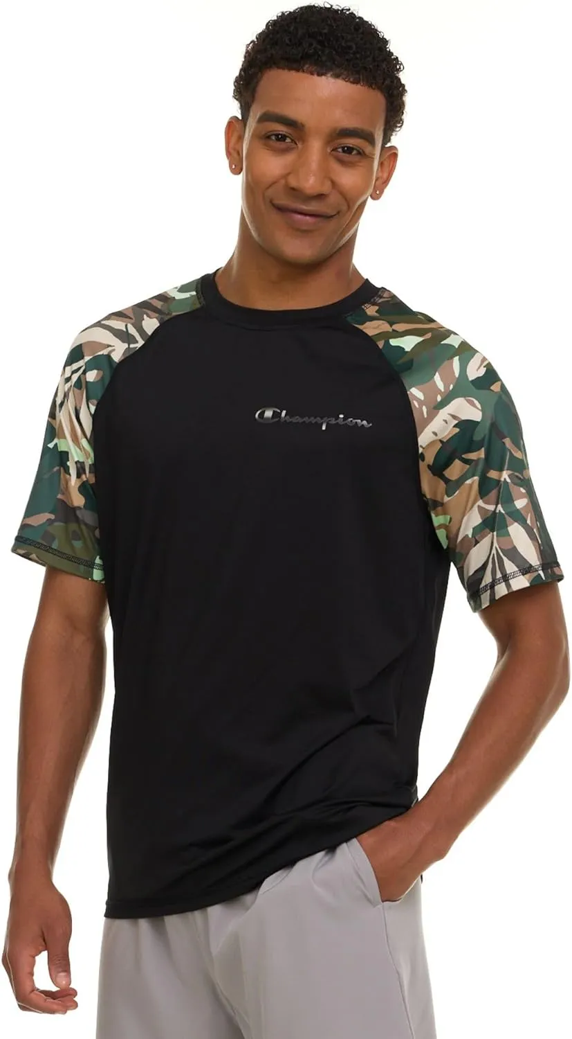Champion Rash Guard for Men Short Sleeve, Mens Swim Shirt, Sun Shirt UPF  50 UV Protection, SPF Quick Drying Rashguard