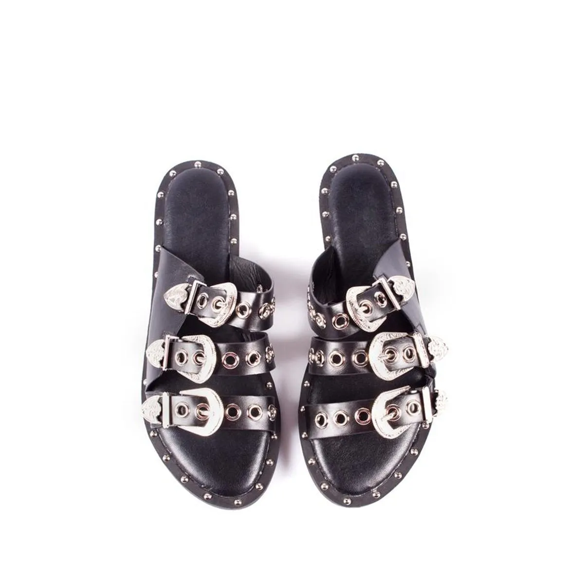 Darcy slip on 3 buckles strap sandal