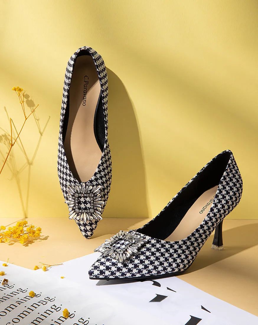 Embellished Tweed Flats Houndstooth