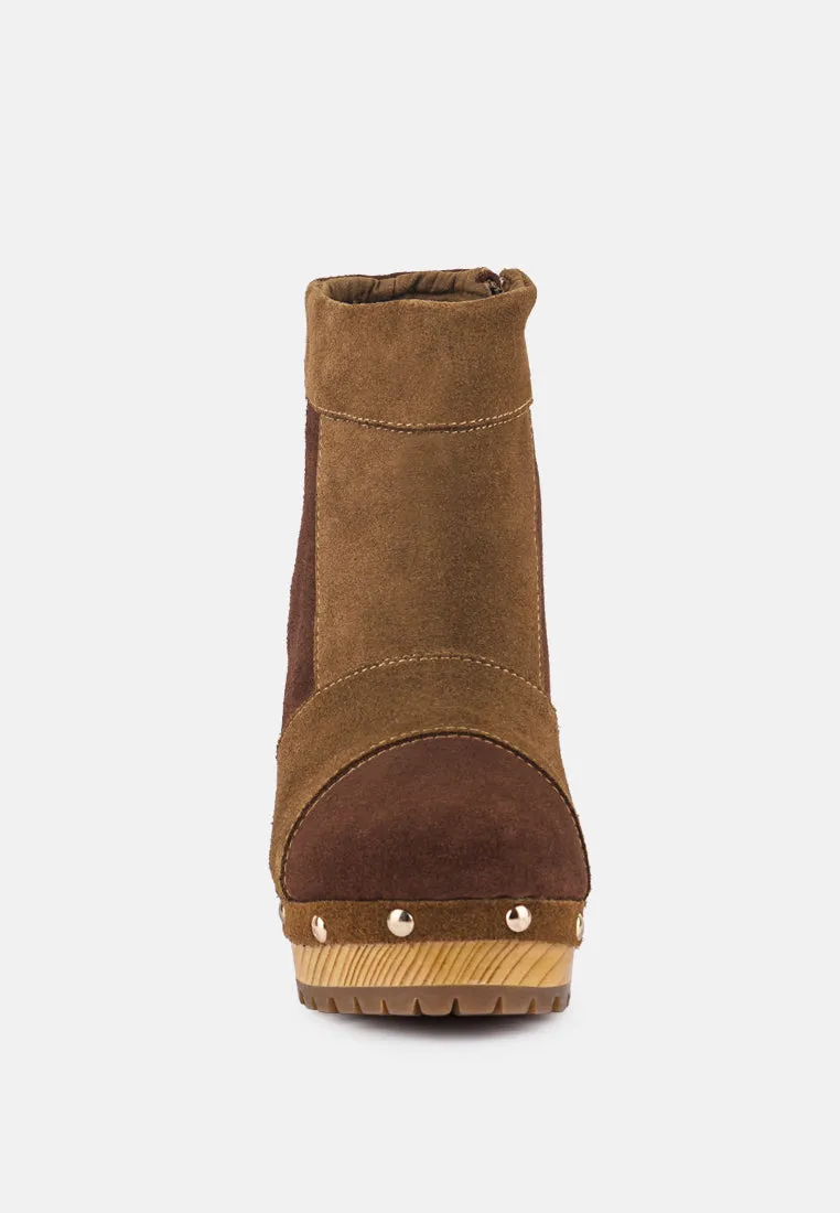 Huron Fine Suede Patchwork Ankle Boots