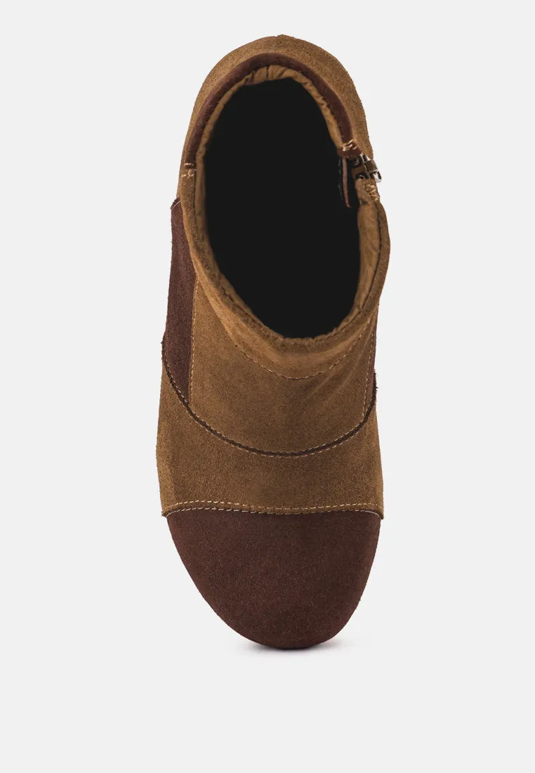 Huron Fine Suede Patchwork Ankle Boots