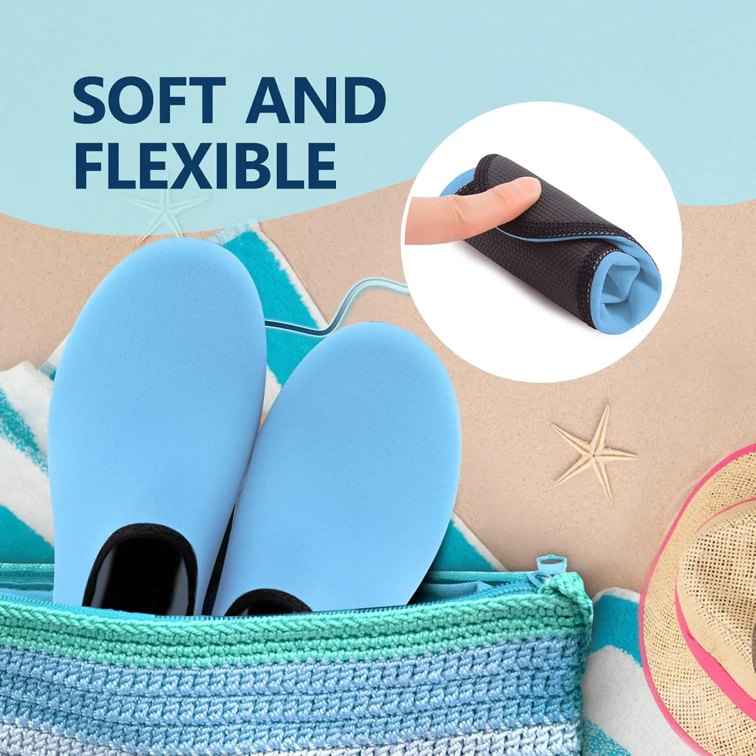 JACKSHIBO Water Shoes for Women Men Swim Shoes Water Socks for Cruise Essentials Swimming Aqua Beach Pool Yoga Surf