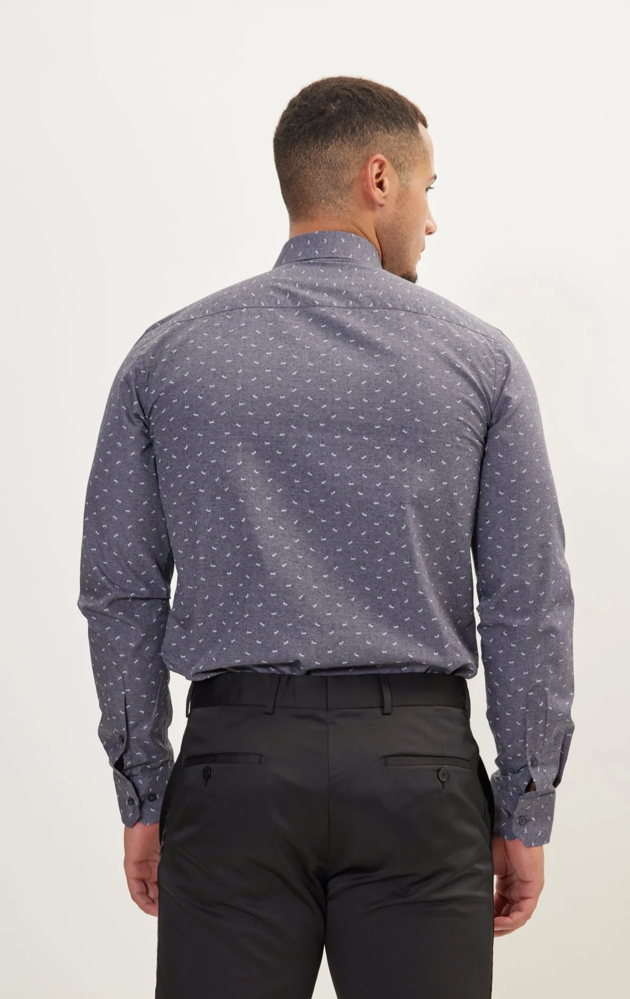 Love Print Pure Cotton Dress Shirt - Anthracite