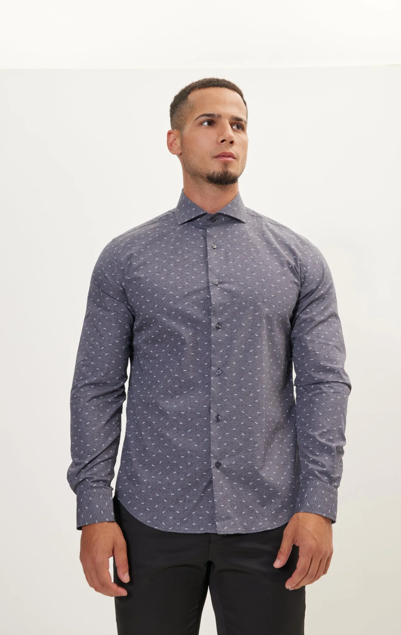 Love Print Pure Cotton Dress Shirt - Anthracite