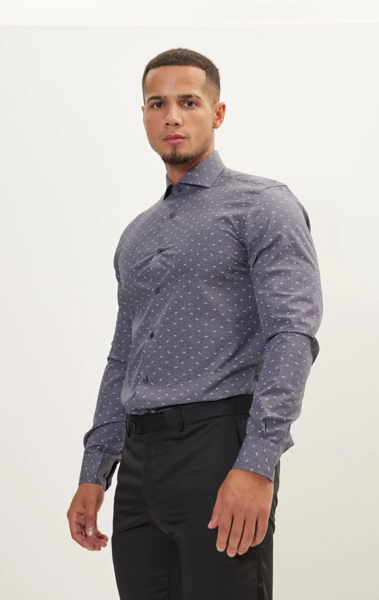 Love Print Pure Cotton Dress Shirt - Anthracite