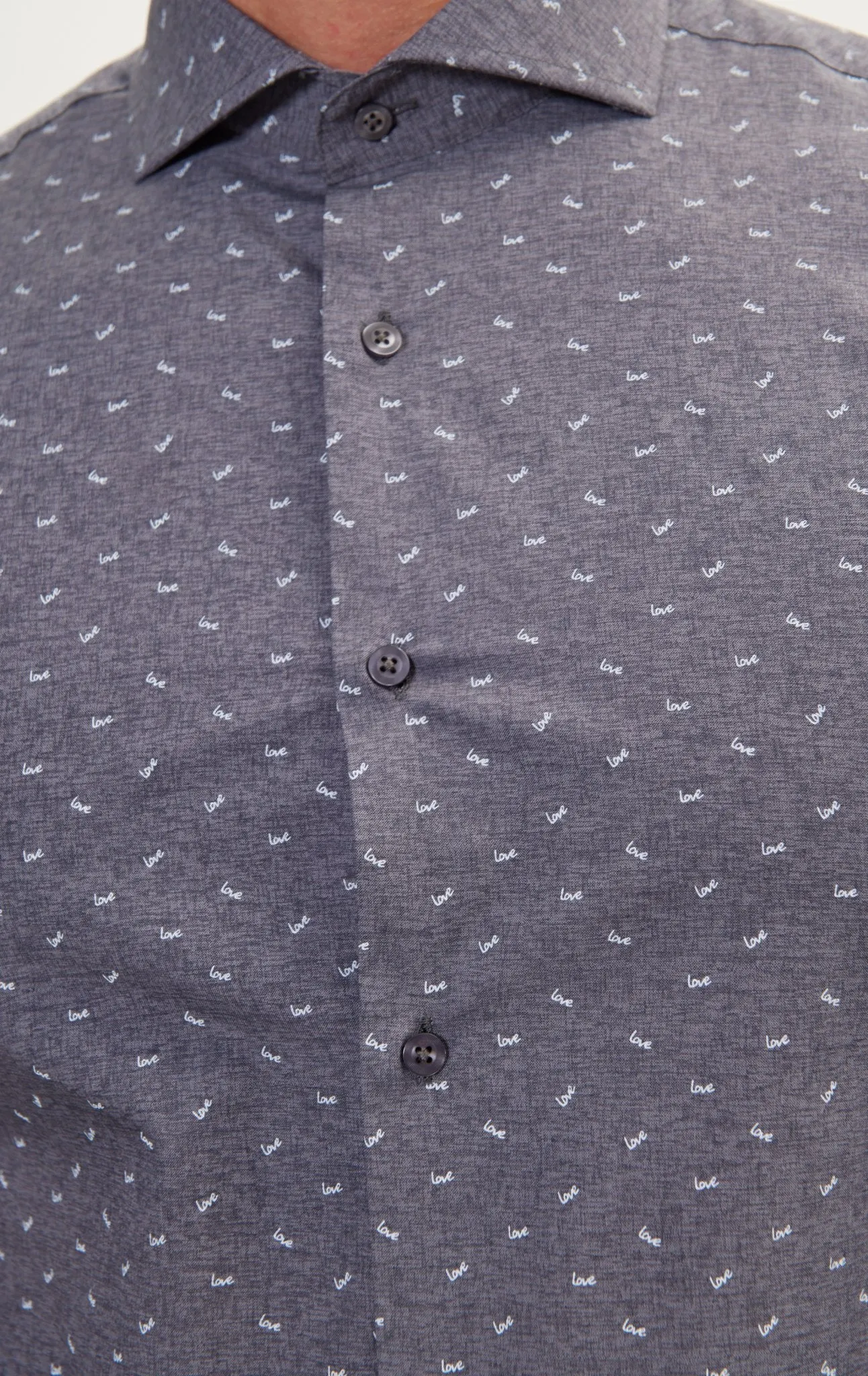 Love Print Pure Cotton Dress Shirt - Anthracite
