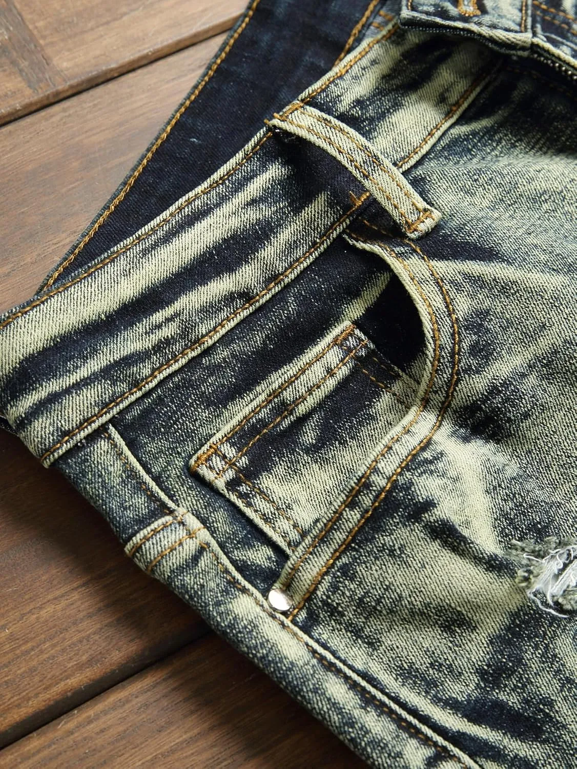 Men's Ripped Denim Shorts - Distressed Slim Fit Jean Shorts for Men, Casual Straight Fit Summer Ripped Shorts
