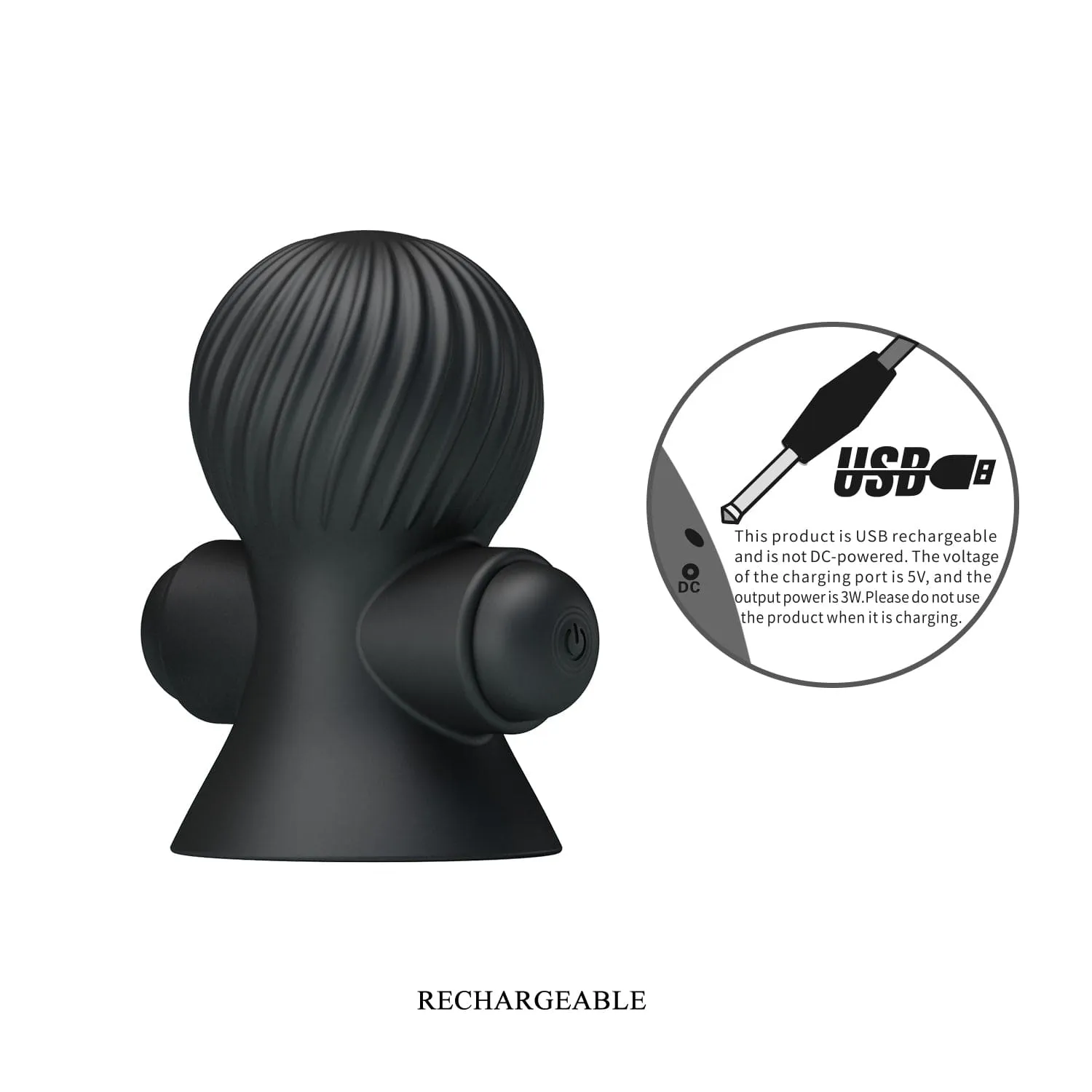 Black Pretty Love Rechargeable Nipple Sucker Vibrator