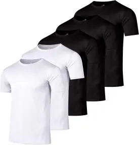 Real Essentials 5 Pack Men??s Active Quick Dry Mesh Crew Neck T Shirts | Athletic Short Sleeve Tee (Available in Big & Tall)