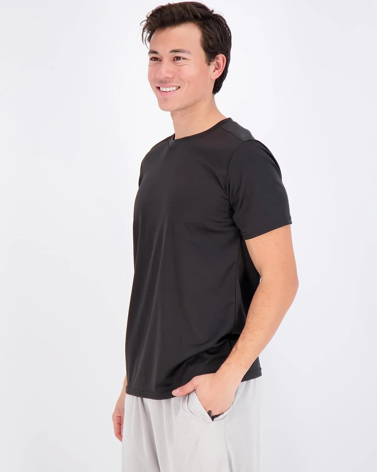 Real Essentials 5 Pack Men??s Active Quick Dry Mesh Crew Neck T Shirts | Athletic Short Sleeve Tee (Available in Big & Tall)