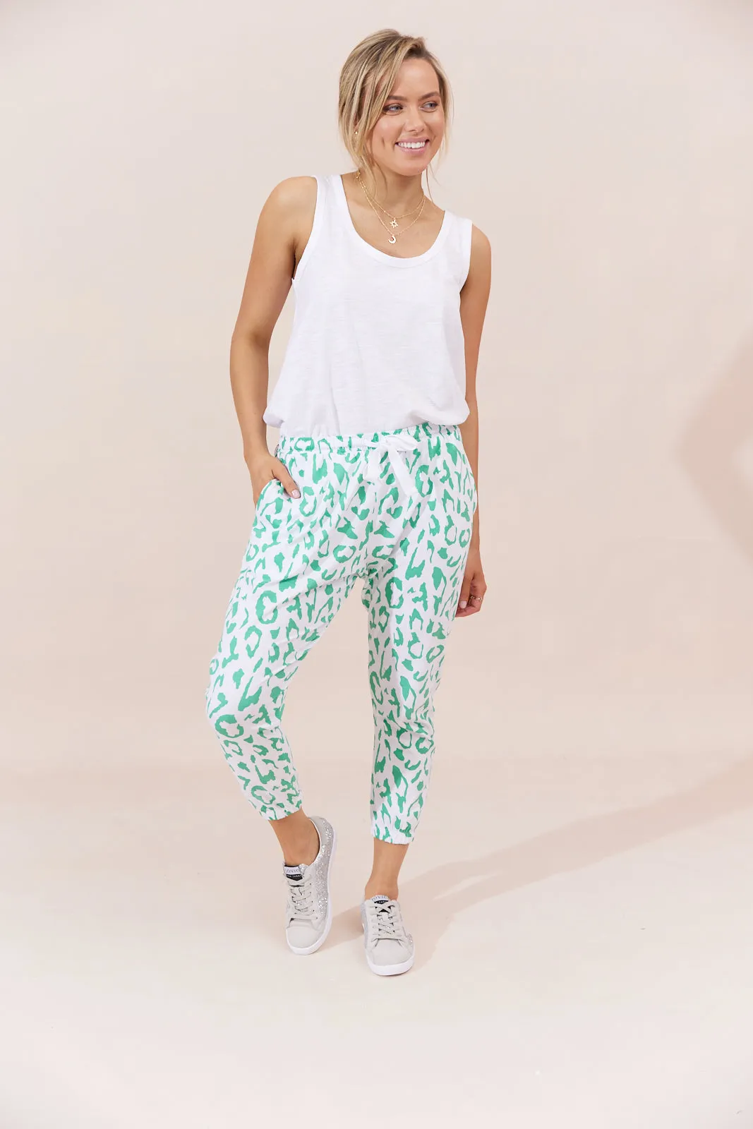 Sadie Pants - Green Leopard