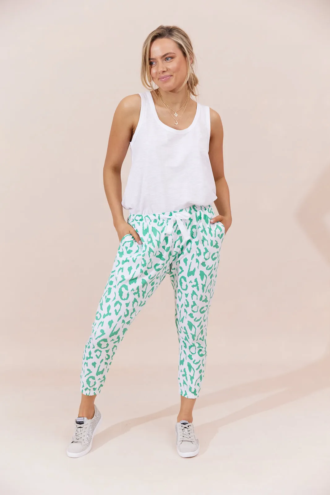 Sadie Pants - Green Leopard