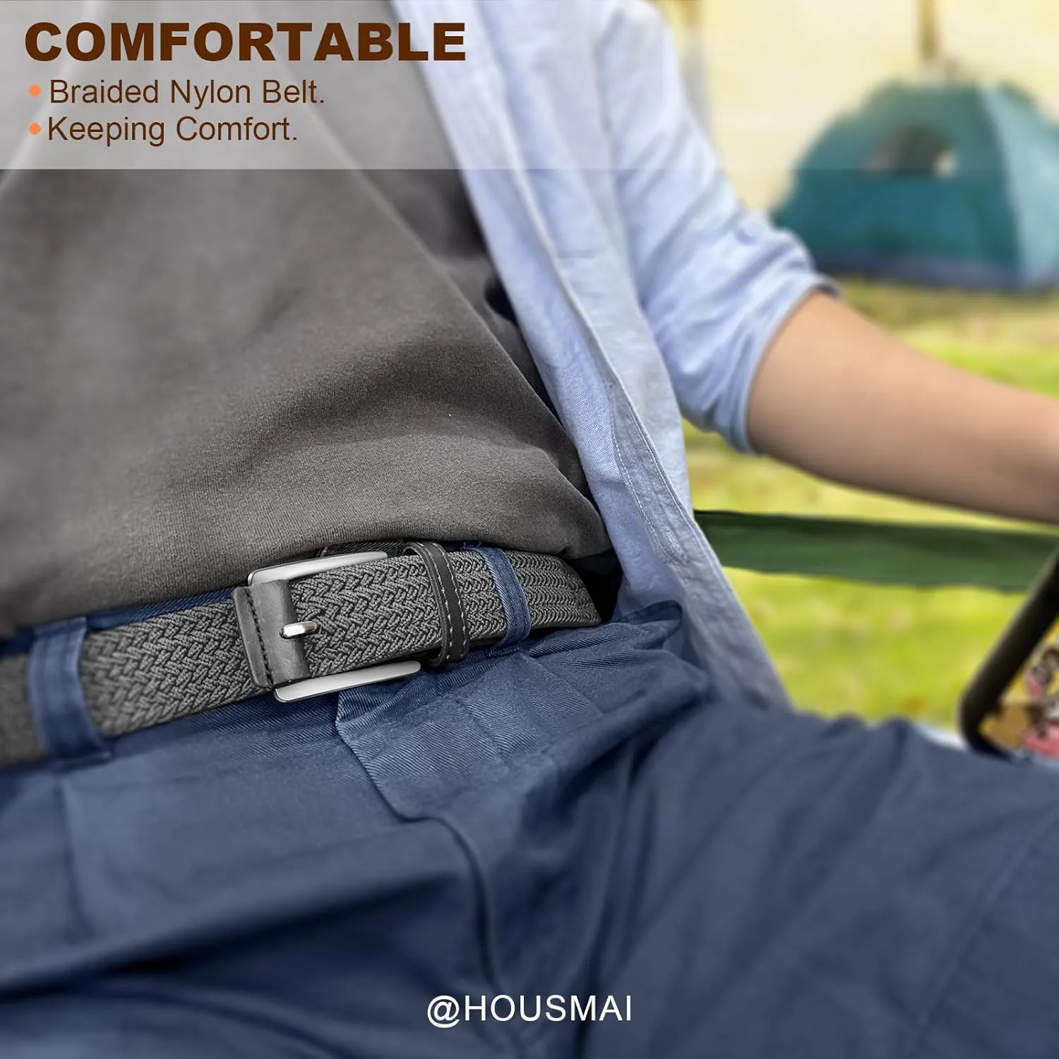 Stretch Braided Belt for Men -Mens Gift Elastic Woven Golf Belt 1 3/8"- for Golf Jeans Casual Wear