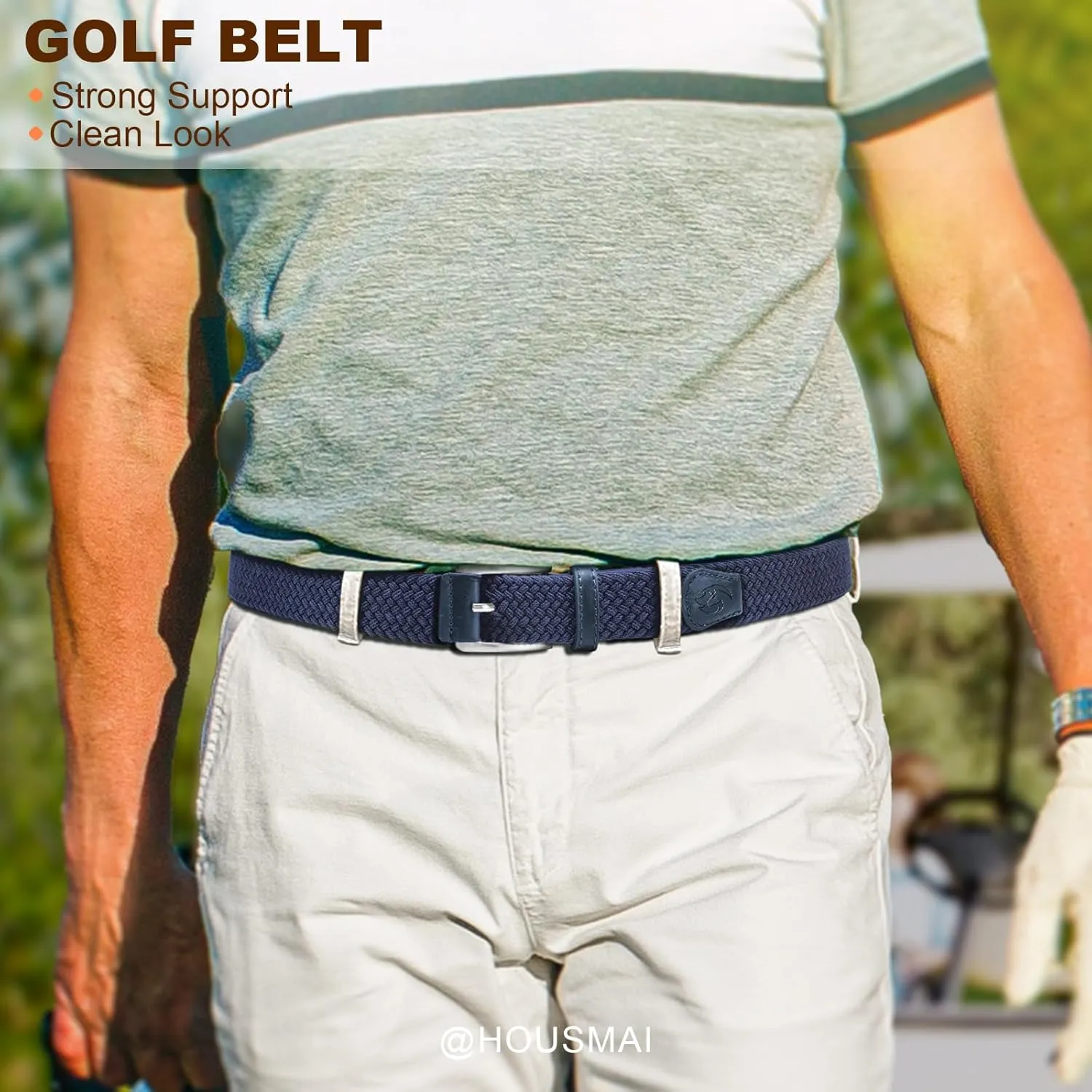 Stretch Braided Belt for Men -Mens Gift Elastic Woven Golf Belt 1 3/8"- for Golf Jeans Casual Wear