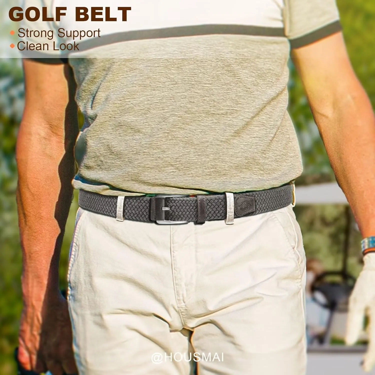 Stretch Braided Belt for Men -Mens Gift Elastic Woven Golf Belt 1 3/8"- for Golf Jeans Casual Wear