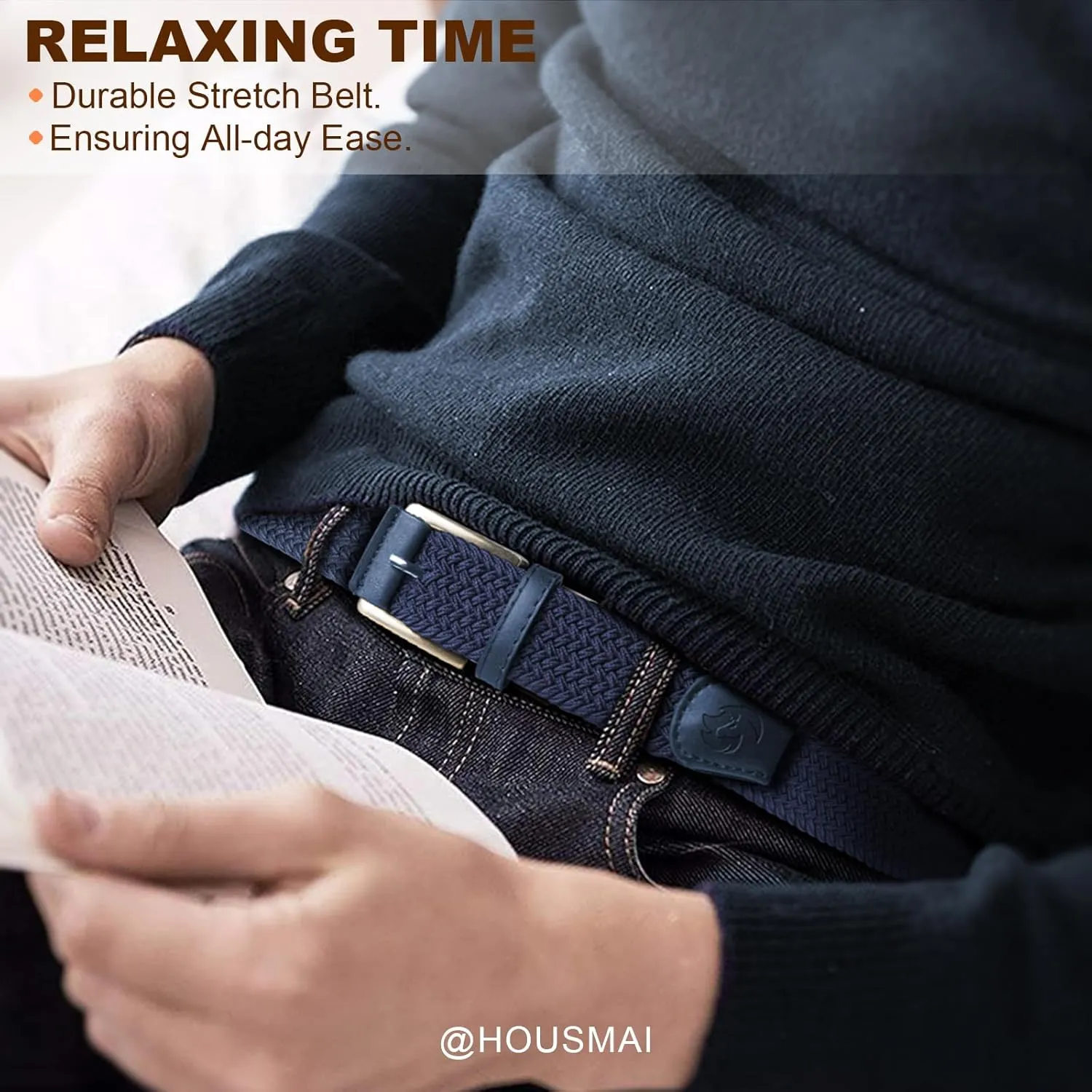 Stretch Braided Belt for Men -Mens Gift Elastic Woven Golf Belt 1 3/8"- for Golf Jeans Casual Wear