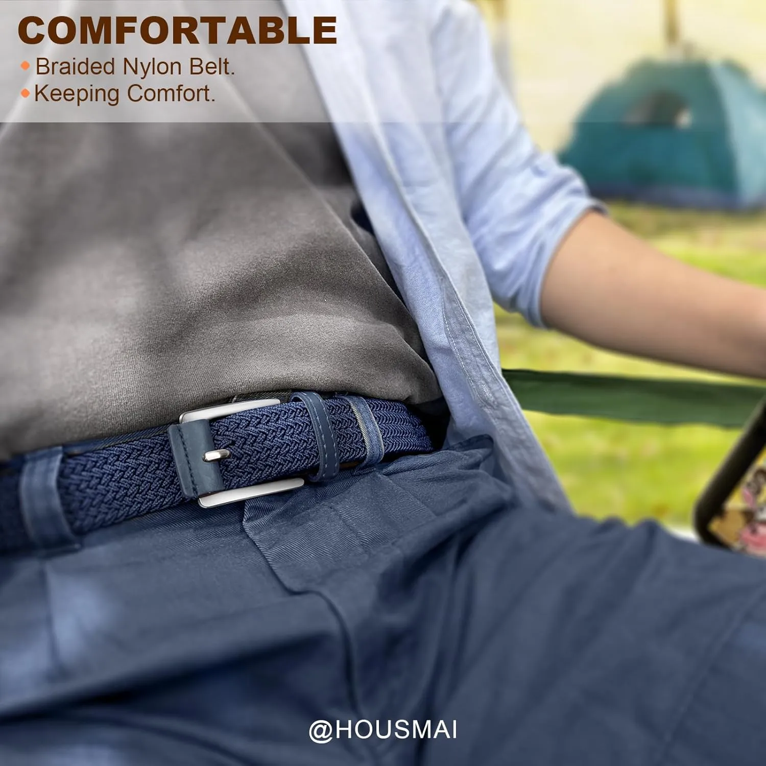 Stretch Braided Belt for Men -Mens Gift Elastic Woven Golf Belt 1 3/8"- for Golf Jeans Casual Wear