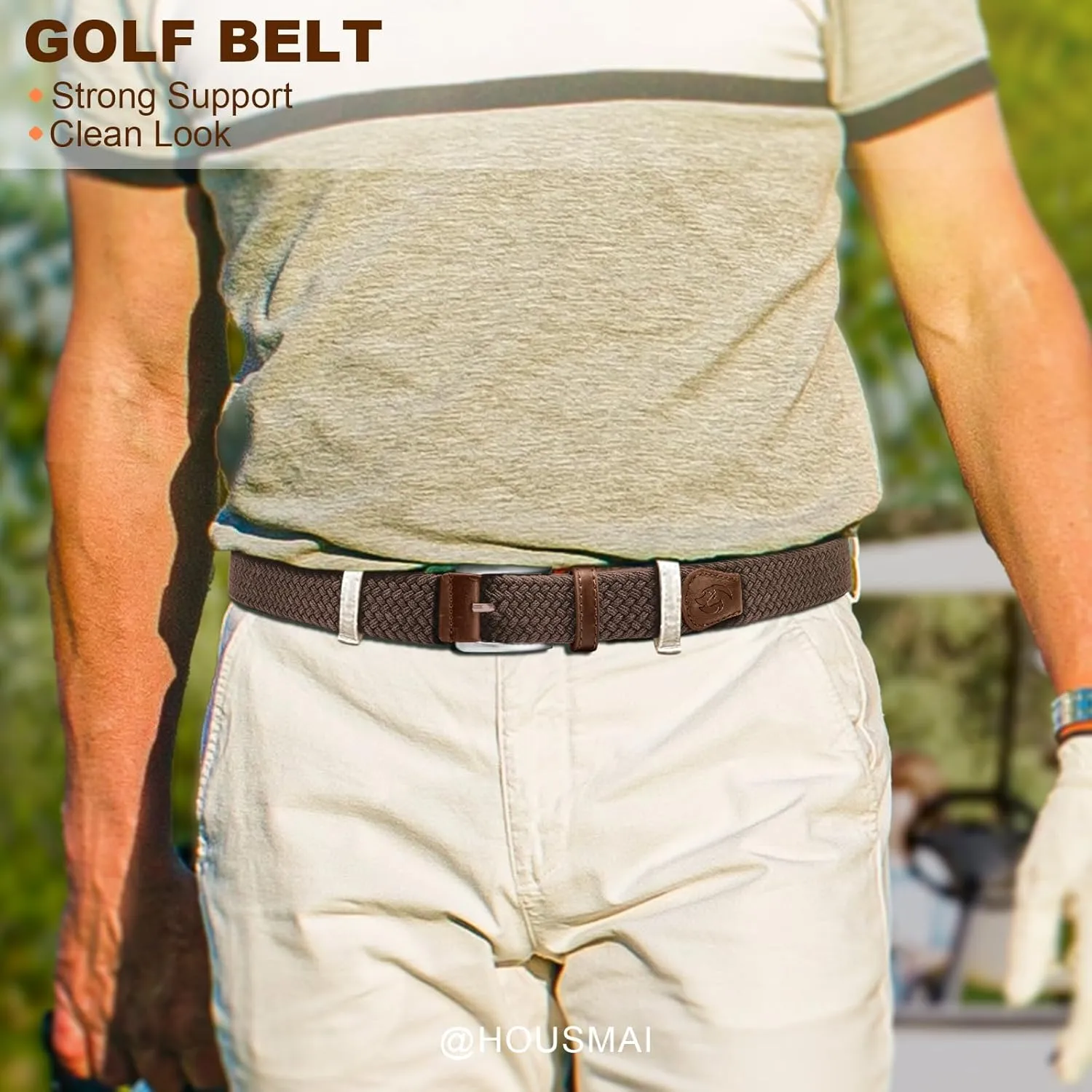 Stretch Braided Belt for Men -Mens Gift Elastic Woven Golf Belt 1 3/8"- for Golf Jeans Casual Wear