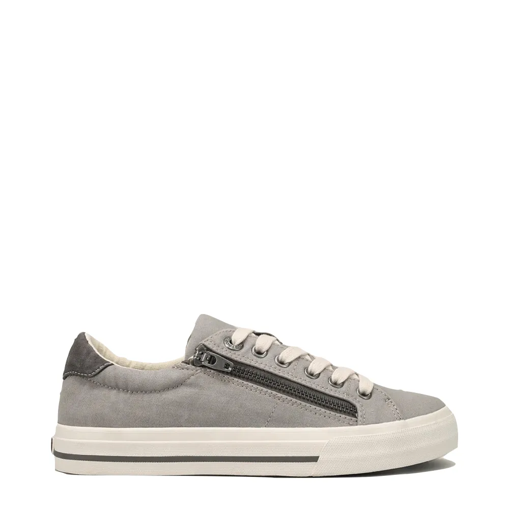 Taos Women's Z Soul Side Zip Canvas Lace Sneaker in Grey/Graphite