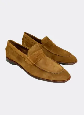 The Oxford Shop Naples Penny Loafer In Bourbon Suede