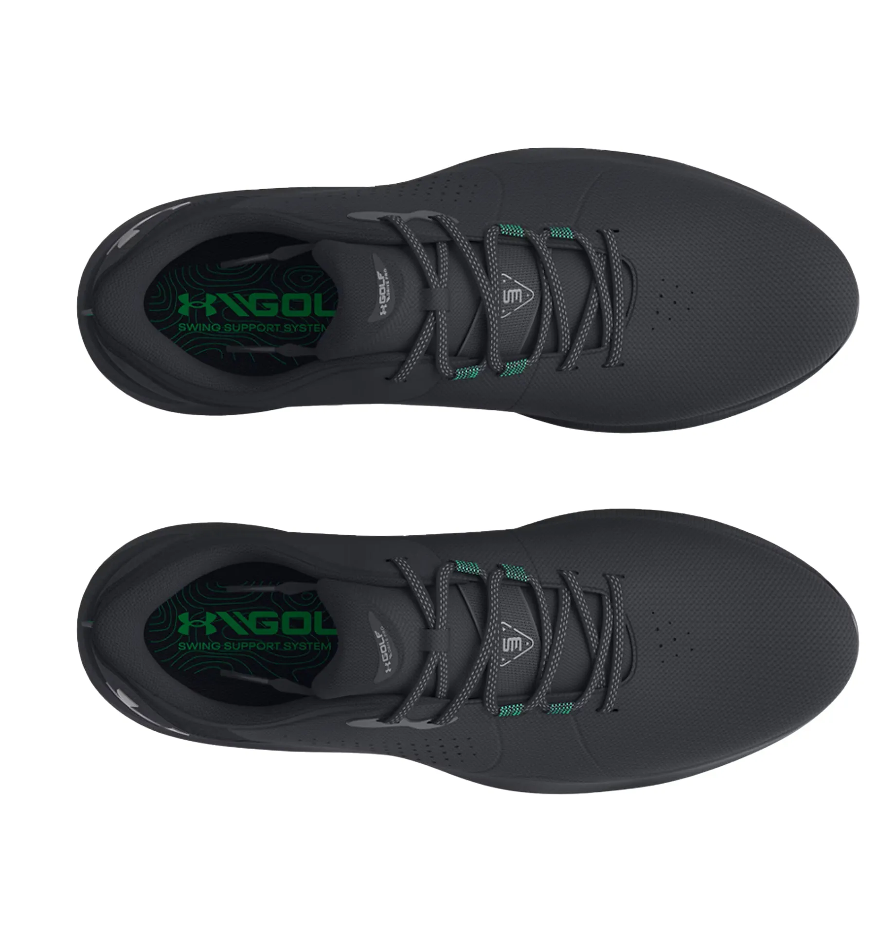 Pro-Wide Under Armour Golf Shoes in Sleek Black with Metallic Gun Metal Details