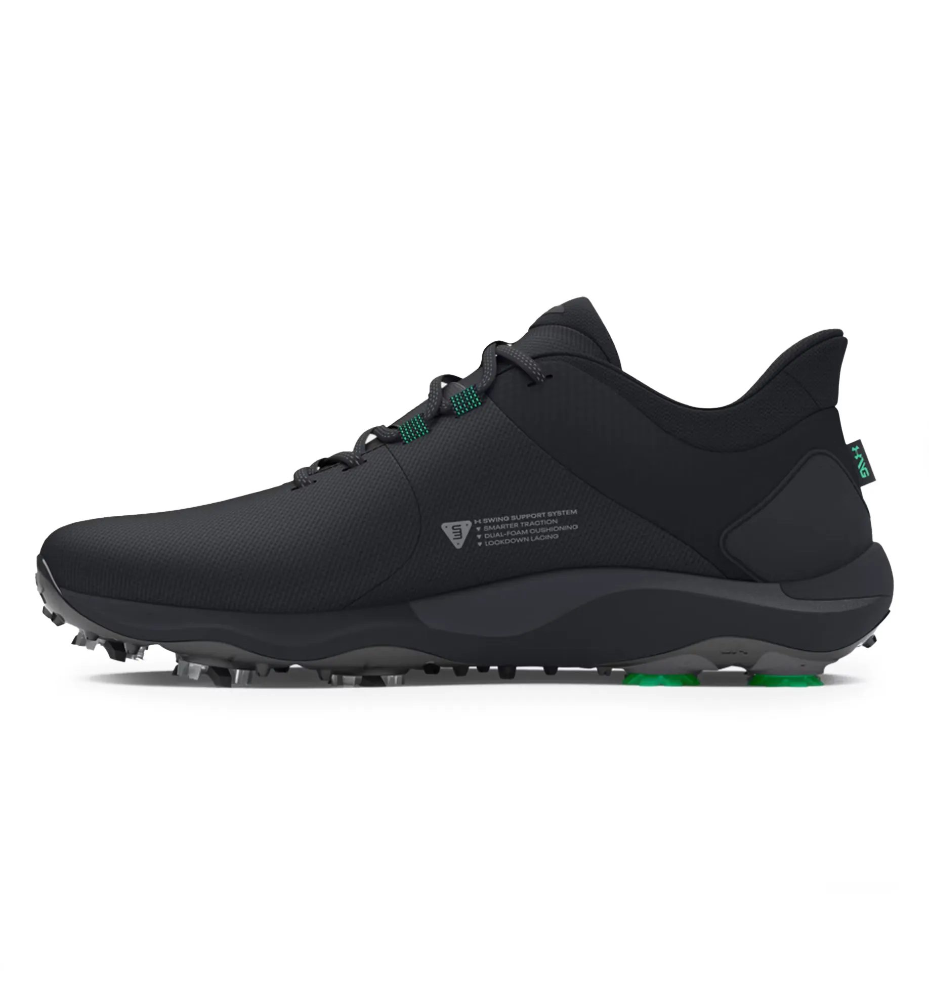 Pro-Wide Under Armour Golf Shoes in Sleek Black with Metallic Gun Metal Details