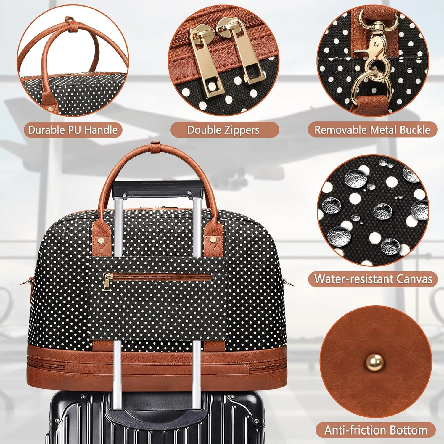 Weekender Bag for Women Canvas Overnight Bag Large Travel Tote Bag Carry on Shoulder Duffle Bag With Shoe Compartment,Perfect for Travel/Daily Use/Birthday Gift ??