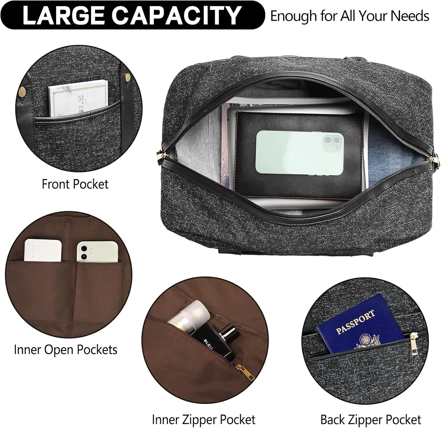 Weekender Bag for Women Canvas Overnight Bag Large Travel Tote Bag Carry on Shoulder Duffle Bag With Shoe Compartment,Perfect for Travel/Daily Use/Birthday Gift ??