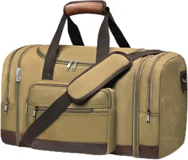 Wolhbege Duffle Bag for Travel,Mens Travel Bag & Carry On Bag for Men with Expandable Design and Luggage Sleeve ?CDuffel Bag for Gym, Weekender, Overnight Trips Khaki