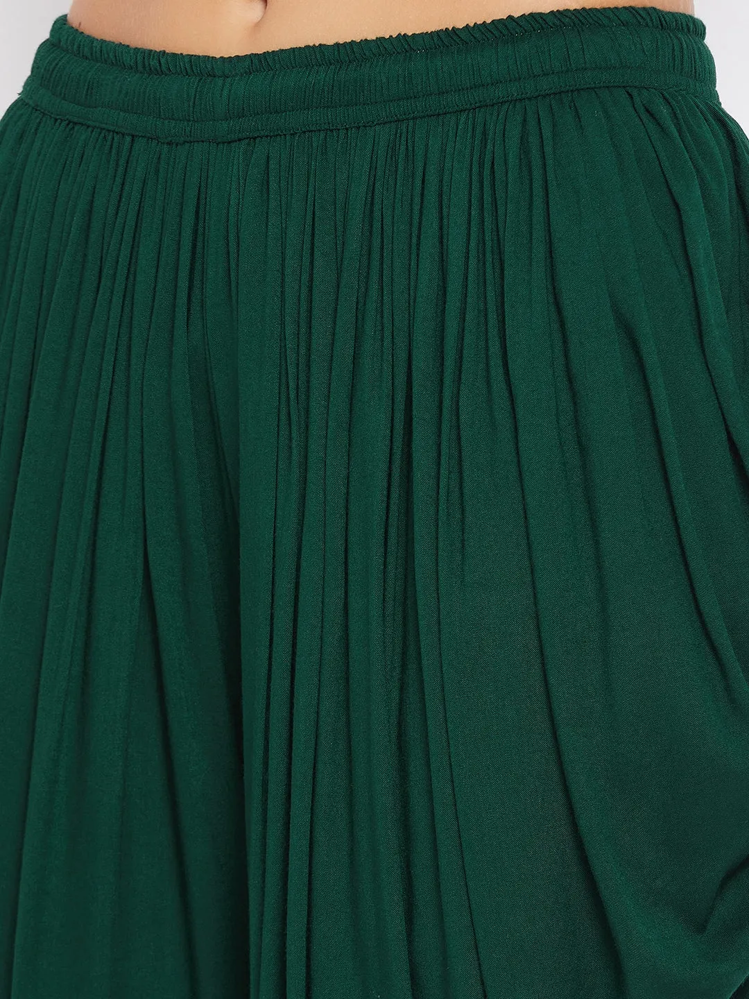 Women Bottle Green Rayon Dhoti Salwar