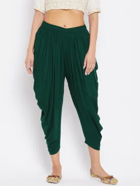 Women Bottle Green Rayon Dhoti Salwar