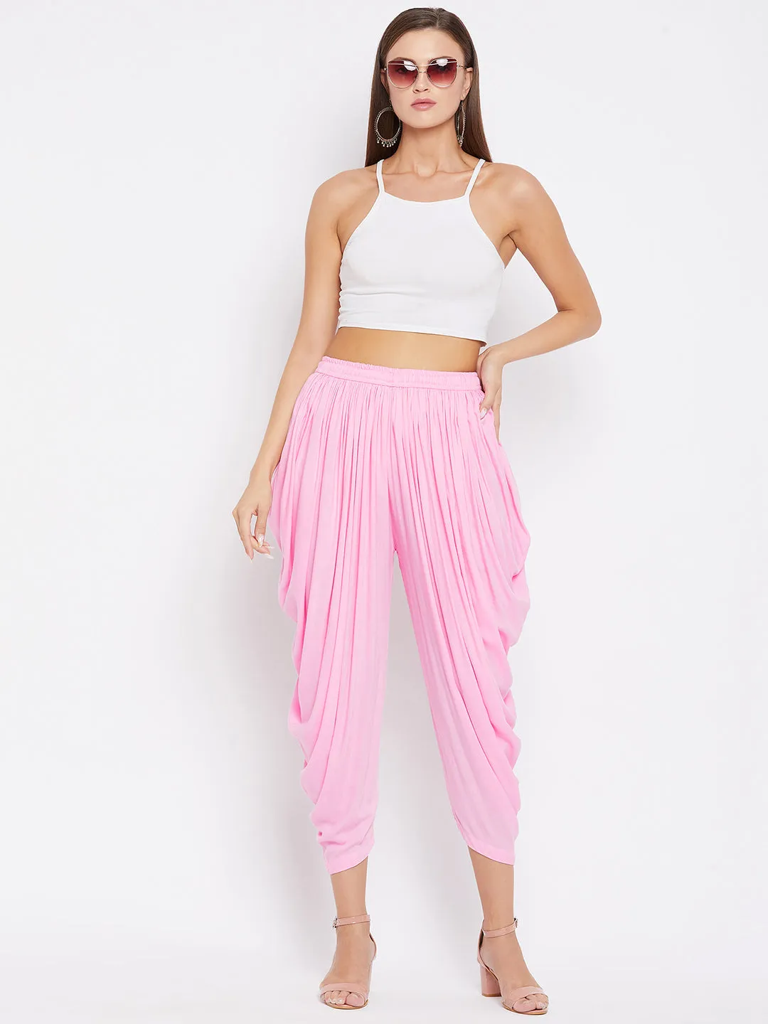 Women Pink Rayon Dhoti Salwar