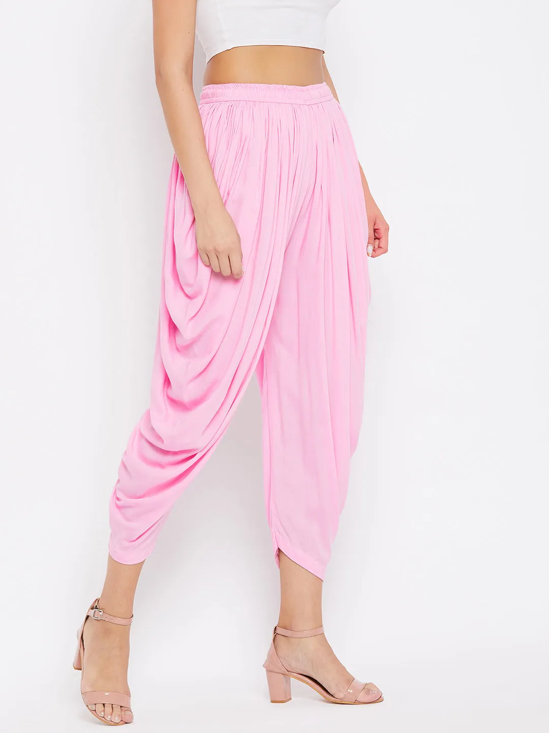Women Pink Rayon Dhoti Salwar