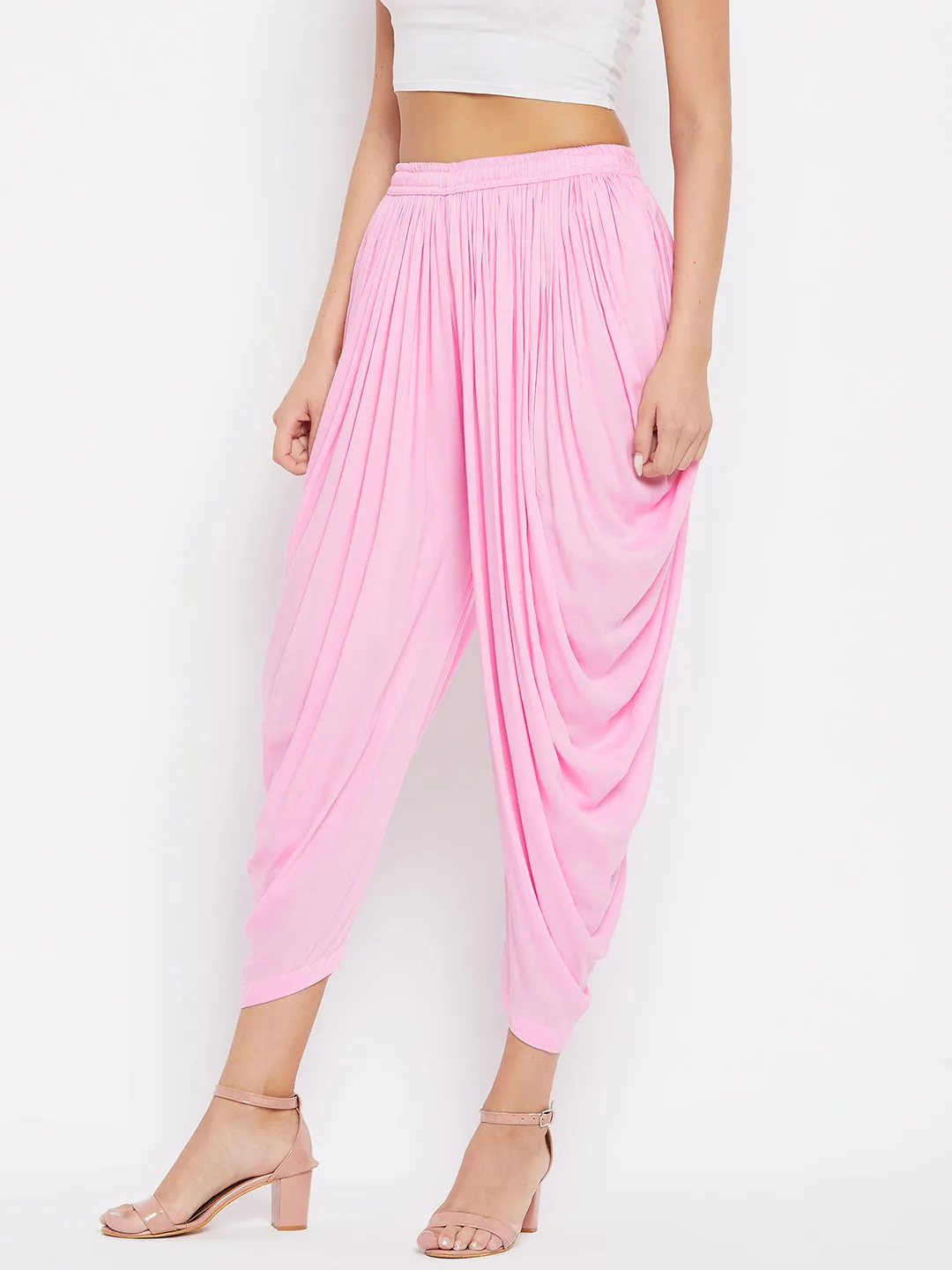 Women Pink Rayon Dhoti Salwar